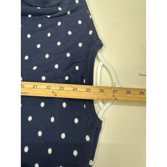 National Womens Sweater Size 1X Navy Polka Dotted Long Sleeve Button Up - Picture 9 of 11